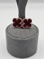 van cleef modeli büyük yonca doğal taş kırmızı rose vca küpe