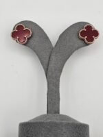van cleef modeli büyük yonca doğal taş kırmızı rose vca küpe