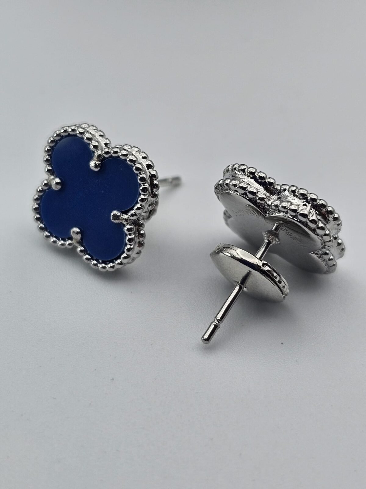 van cleef modeli büyük yonca doğal taş mavi gümüş vca küpe