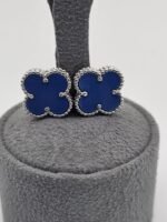 van cleef modeli büyük yonca doğal taş mavi gümüş vca küpe