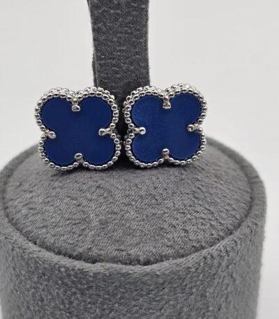 van cleef modeli büyük yonca doğal taş mavi gümüş vca küpe