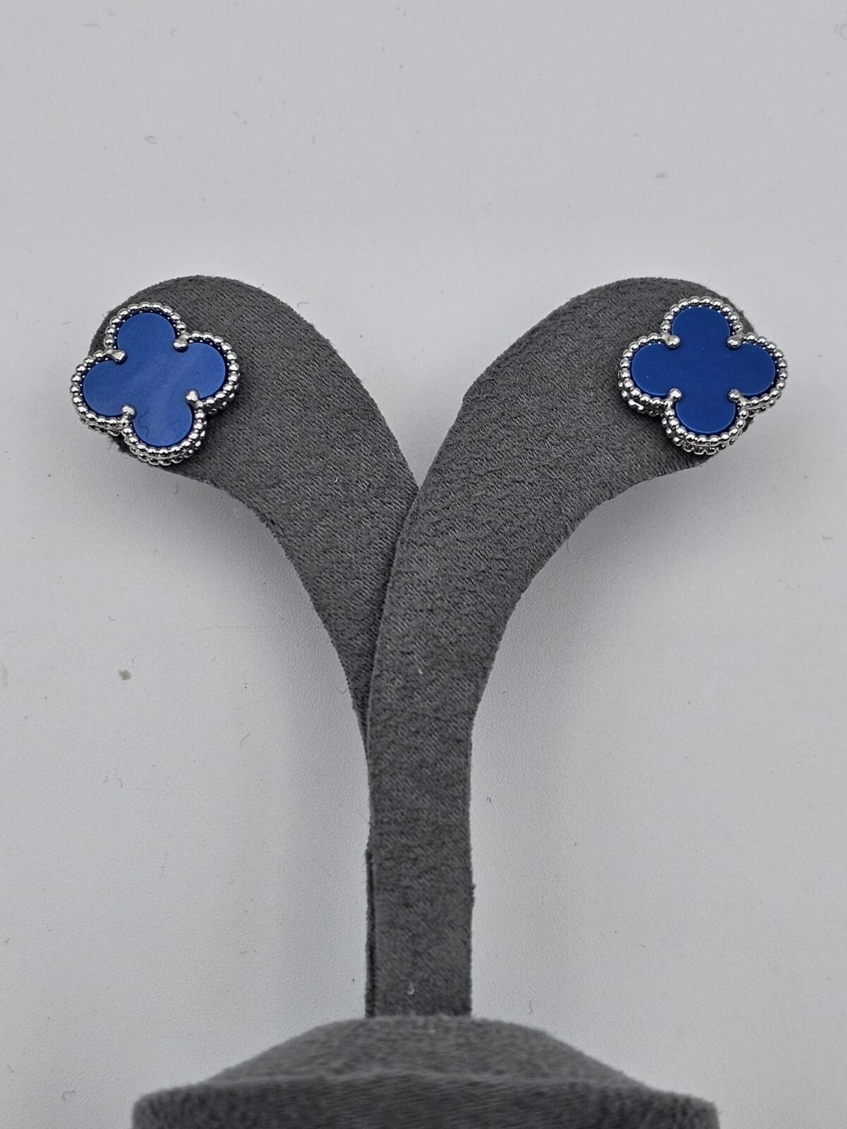 van cleef modeli büyük yonca doğal taş mavi gümüş vca küpe