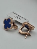 van cleef modeli büyük yonca doğal taş mavi rose omega vca küpe