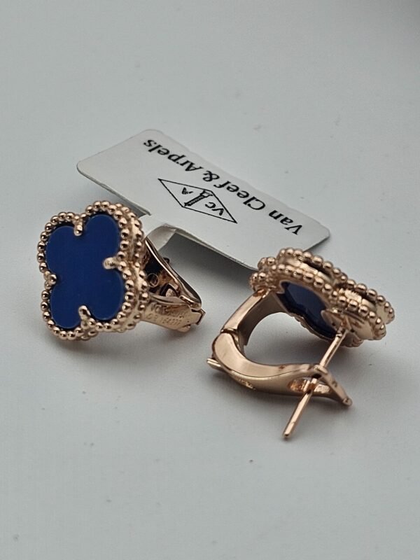 van cleef modeli büyük yonca doğal taş mavi rose omega vca küpe