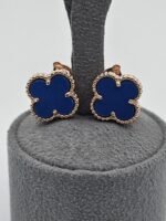 van cleef modeli büyük yonca doğal taş mavi rose omega vca küpe