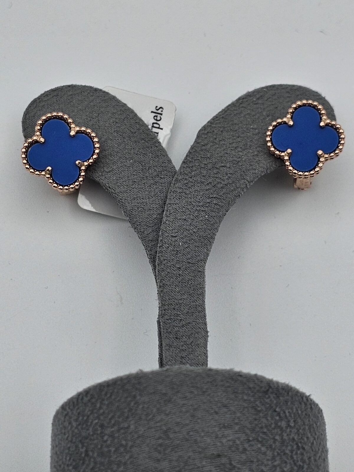 van cleef modeli büyük yonca doğal taş mavi rose omega vca küpe