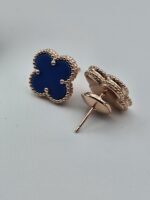 van cleef modeli büyük yonca doğal taş mavi rose vca küpe