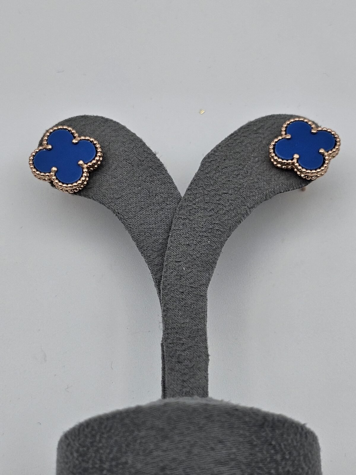 van cleef modeli büyük yonca doğal taş mavi rose vca küpe