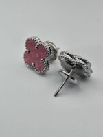 van cleef modeli büyük yonca doğal taş pembe gümüş vca küpe