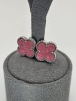 van cleef modeli büyük yonca doğal taş pembe gümüş vca küpe