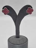 van cleef modeli büyük yonca doğal taş pembe gümüş vca küpe