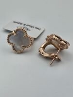 van cleef modeli büyük yonca doğal taş sedef beyaz rose omega vca küpe