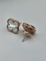 van cleef modeli büyük yonca doğal taş sedef beyaz rose vca küpe