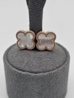 van cleef modeli büyük yonca doğal taş sedef beyaz rose vca küpe