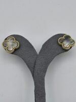 van cleef modeli büyük yonca doğal taş sedef gri gold altın vca küpe