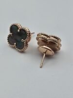 van cleef modeli büyük yonca doğal taş sedef gri rose vca küpe