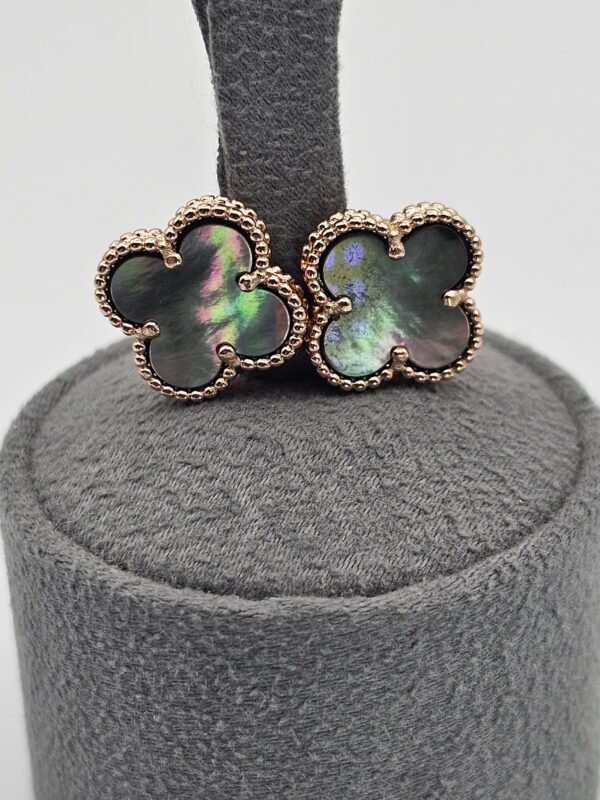 van cleef modeli büyük yonca doğal taş sedef gri rose vca küpe