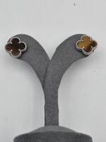van cleef modeli büyük yonca doğal taş sedef kehribar gümüş vca küpe