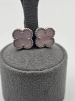 van cleef modeli büyük yonca doğal taş sedef pembe gümüş vca küpe