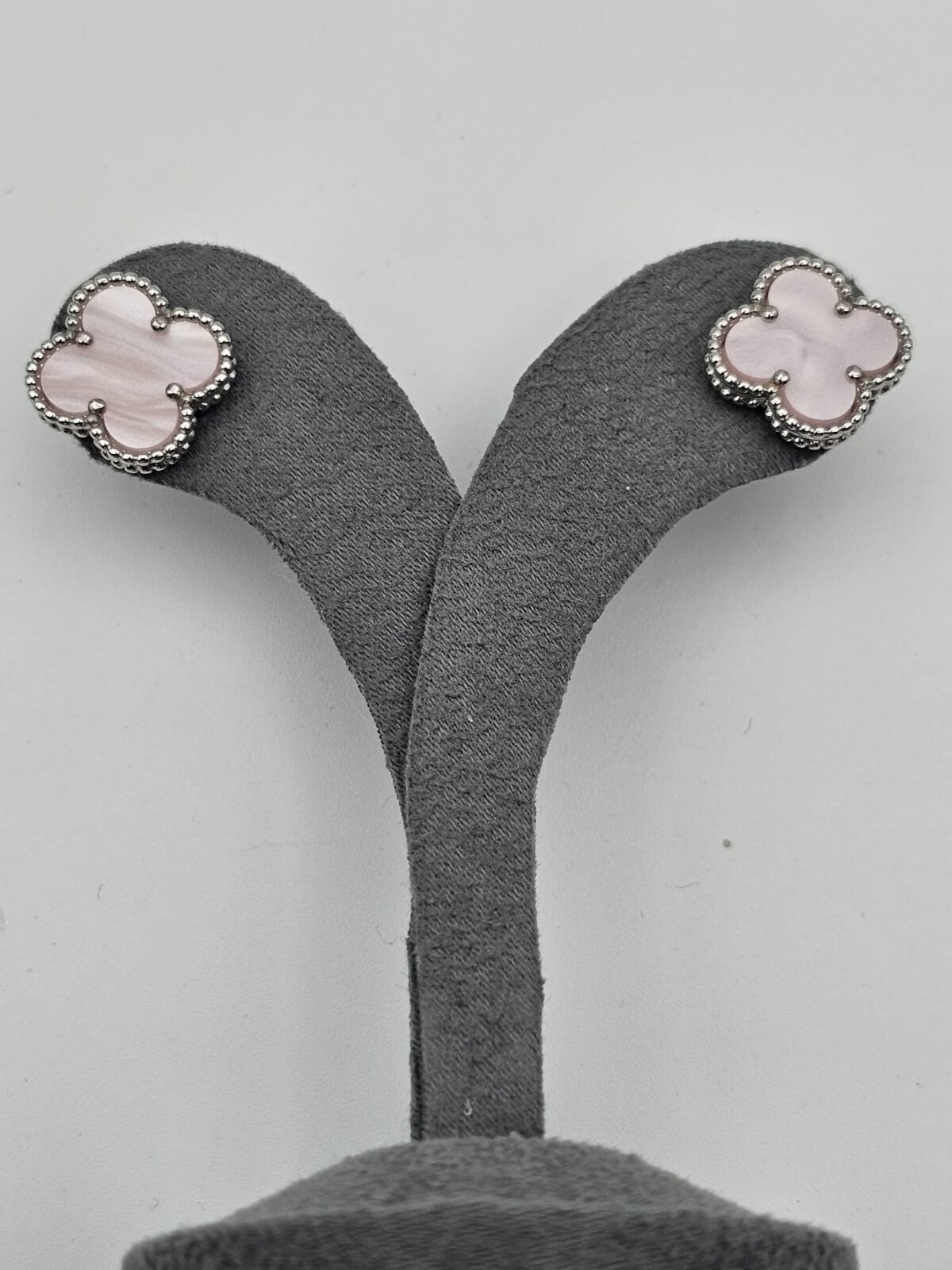 van cleef modeli büyük yonca doğal taş sedef pembe gümüş vca küpe