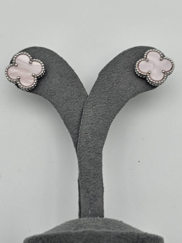 van cleef modeli büyük yonca doğal taş sedef pembe gümüş vca küpe