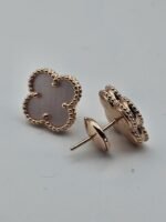 van cleef modeli büyük yonca doğal taş sedef pembe rose vca küpe