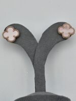 van cleef modeli büyük yonca doğal taş sedef pembe rose vca küpe