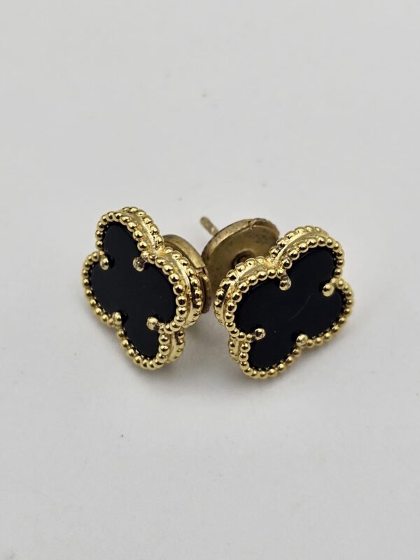 van cleef modeli büyük yonca doğal taş siyah gold altın vca küpe