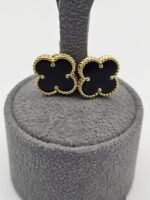 van cleef modeli büyük yonca doğal taş siyah gold altın vca küpe