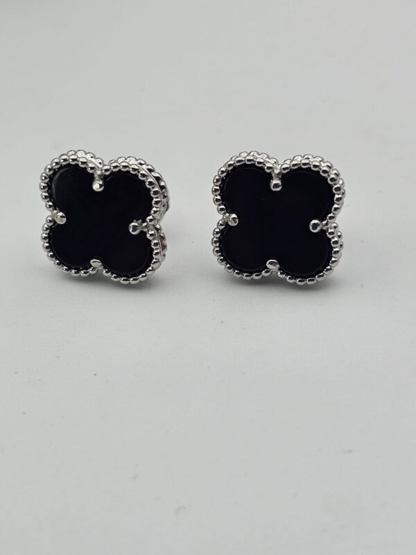 van cleef modeli büyük yonca doğal taş siyah gümüş vca küpe