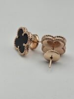 van cleef modeli büyük yonca doğal taş siyah rose vca küpe