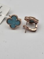 van cleef modeli büyük yonca doğal taş turkuaz rose omega vca küpe