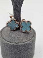 van cleef modeli büyük yonca doğal taş turkuaz rose omega vca küpe