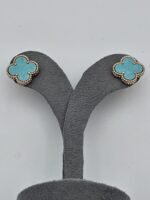 van cleef modeli büyük yonca doğal taş turkuaz rose vca küpe