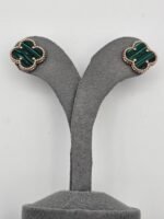 van cleef modeli büyük yonca doğal taş zümrüt yeşili rose vca küpe