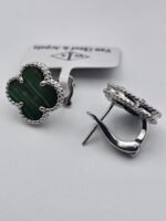 van cleef modeli büyük yonca doğal taş zümrüt yeşili gümüş omega vca küpe3