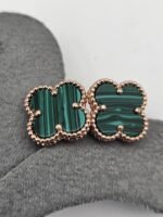 van cleef modeli büyük yonca doğal taş zümrüt yeşili rose vca küpe