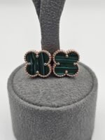 van cleef modeli büyük yonca doğal taş zümrüt yeşili rose vca küpe