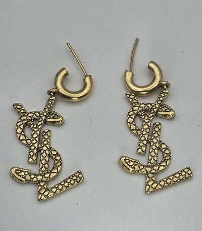 yves saint laurent modeli gold altın yılan desenli ysl küpe