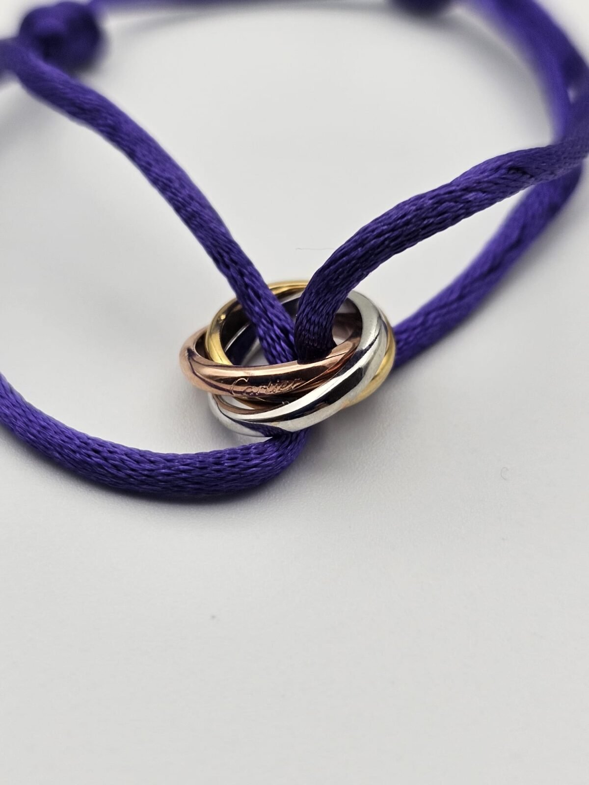 Cartier Trinity modeli altın gold gümüş rose mor bileklik