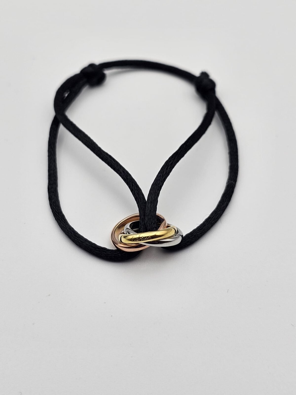 Cartier Trinity modeli altın gold gümüş rose siyah bileklik