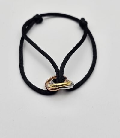 Cartier Trinity modeli altın gold gümüş rose siyah bileklik