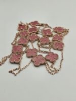 Van cleef modeli 16 yapraklı büyük yonca doğal taş pembe vca rose gold kolye